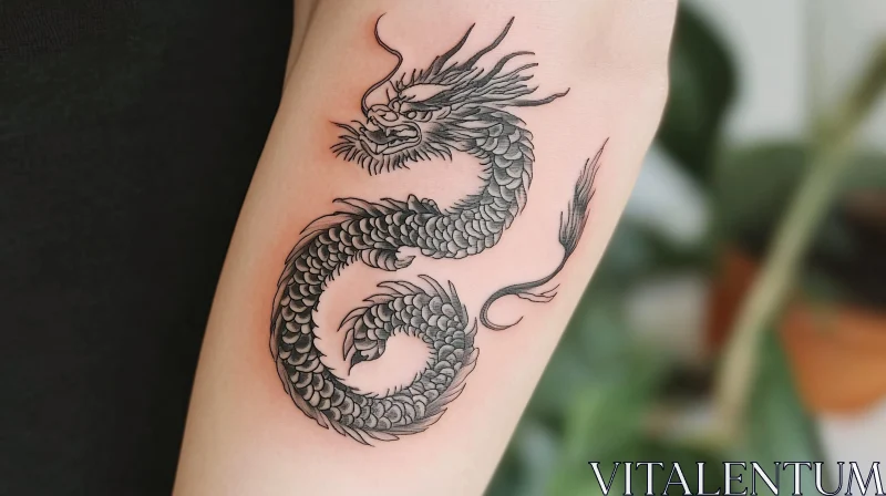 Oriental Mythical Dragon Tattoo Design AI Image