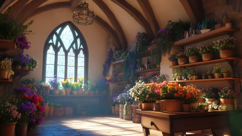 Indoor Garden with Colorful Blooms