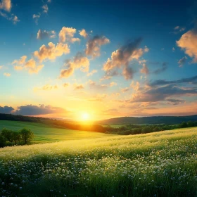 Floral Field at Sunset