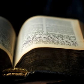 Close-Up of Open Antique Book