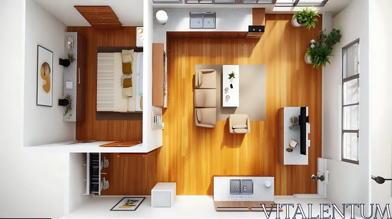 AI ART Minimalist Apartment Interior Layout