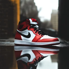 Urban Reflection of Fashionable Sneakers
