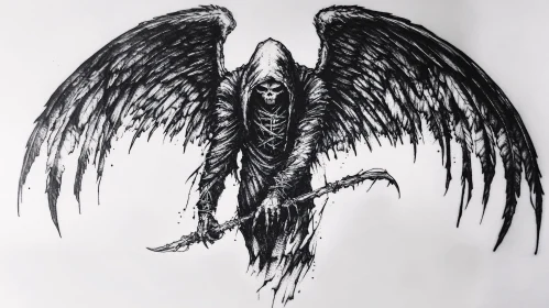 Monochrome Grim Reaper Art