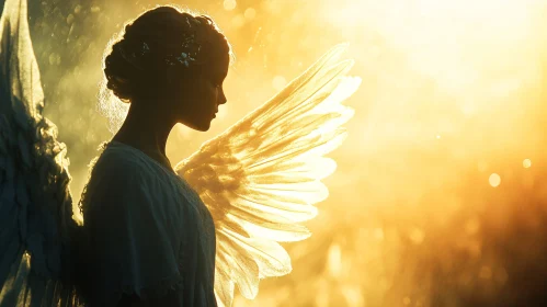 Silhouette of Angel with Wings