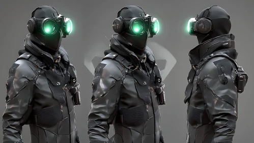 Black Tactical Gear with Glowing Optics