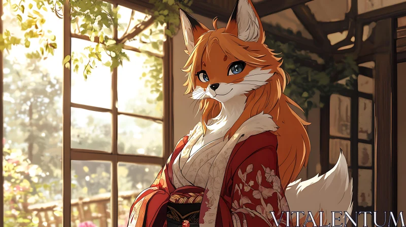 AI ART Anime Fox-Girl in Traditional Attire