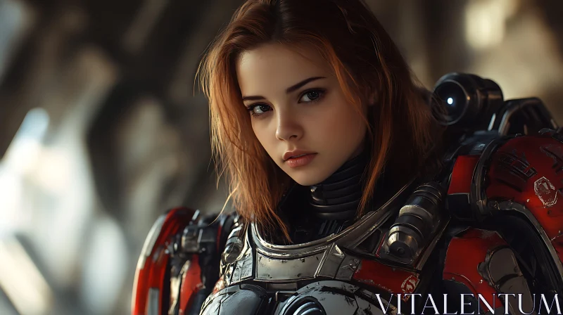 Cyborg Woman in Advanced Armor AI Image