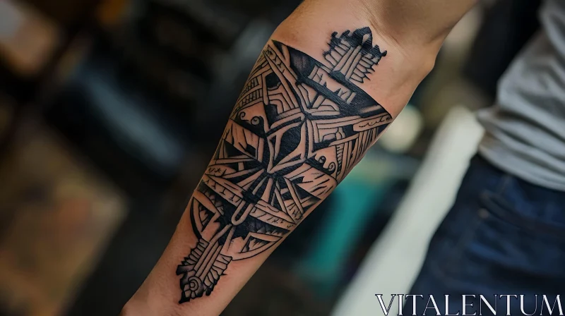 Geometric Tribal Tattoo Design AI Image