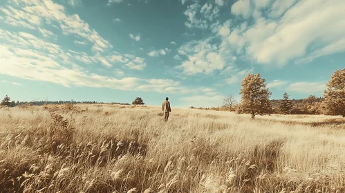 Man Walking in a Field