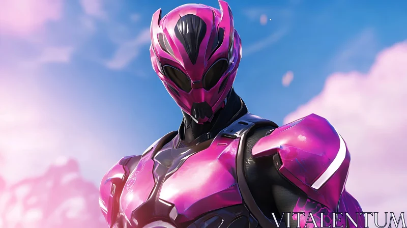 Futuristic Pink Cyborg Character AI Image