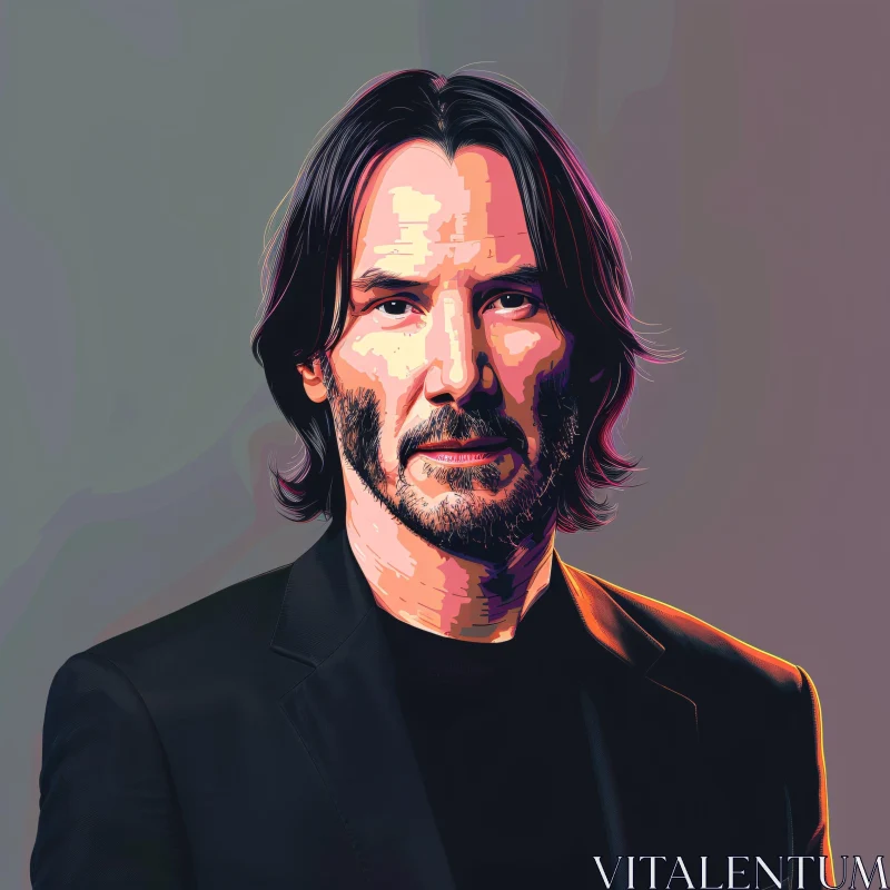 Keanu Reeves Pop Art Digital Portrait AI Image