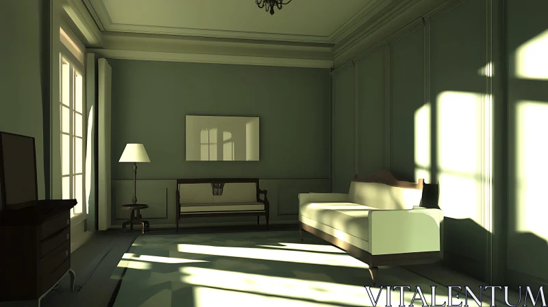 Sunlit Room with Classic Furniture AI Image