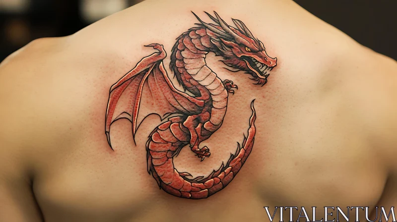 Intricate Red Dragon Tattoo Artwork AI Image