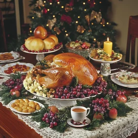 Christmas Feast with Roasted Turkey
