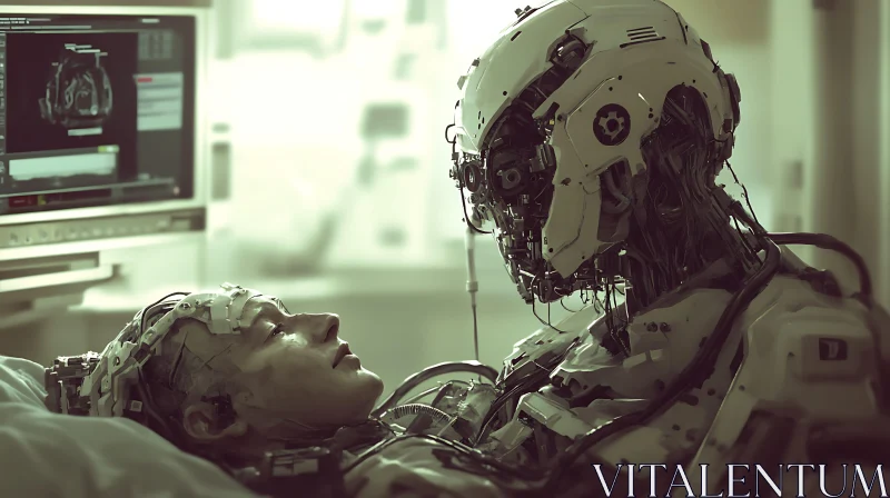 Cyborg-Human Encounter in Medical Environment AI Image