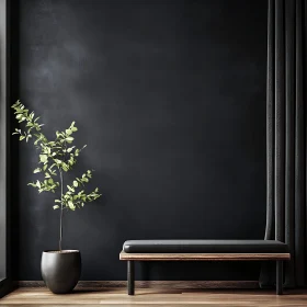 Modern Interior Design with Plant and Bench