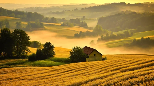 Sunrise Over Golden Field