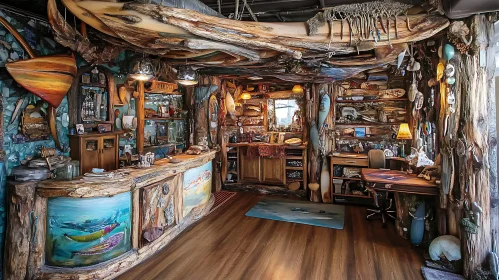 Vintage Wood Interior with Unique Decor