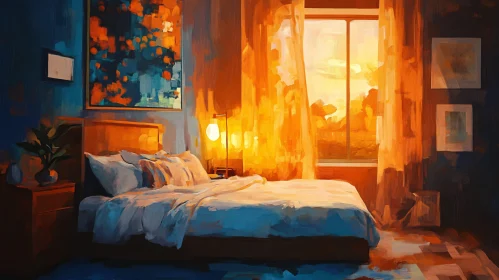Warm Bedroom Interior Art