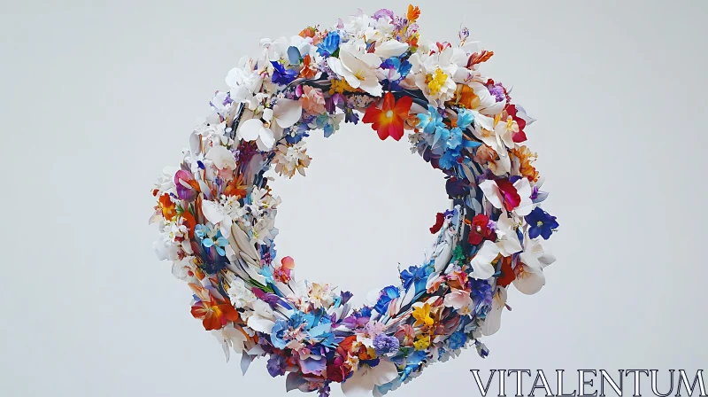 Vivid Flower Wreath - Artistic Floral Circle AI Image