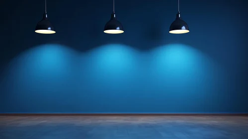 Pendant Lights on Blue Wall Interior