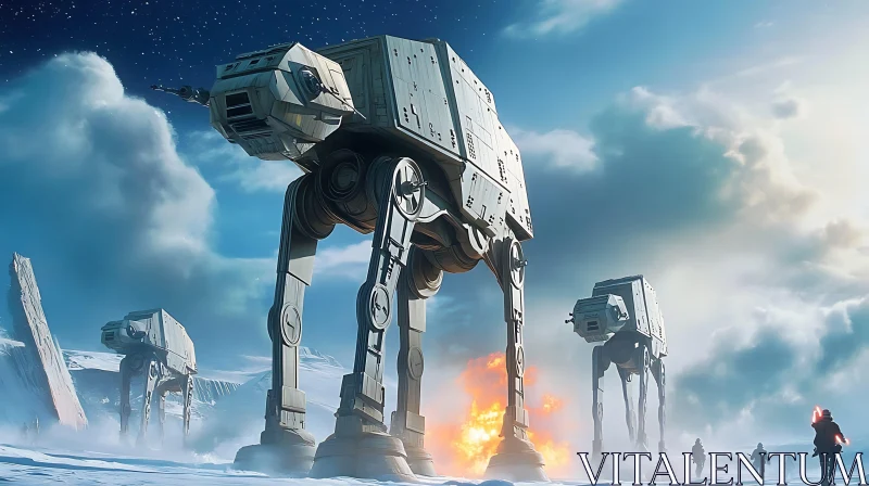 AI ART AT-AT Walkers in Winter Landscape