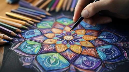 Hand-Crafted Mandala Art Using Colored Pencils