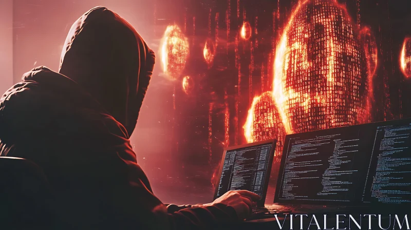 Anonymous Coder in Red Glow AI Image