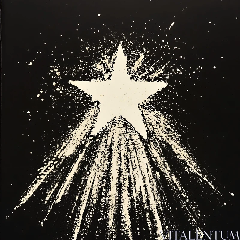 AI ART White Star Radiating on Black Canvas