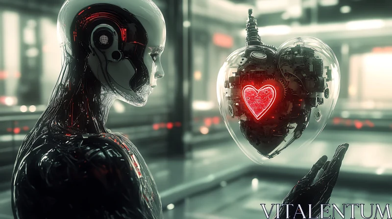 Cyborg and the Heart of Technology AI Image