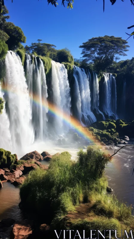 Captivating Rainbow Over Waterfall - A Stunning Natural Wonder AI Image