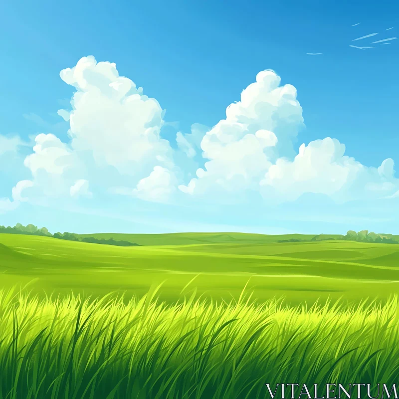 AI ART Scenic Green Field Landscape