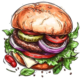 Artistic Cheeseburger Drawing