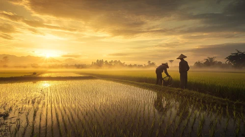 Golden Rice Field at Dawn