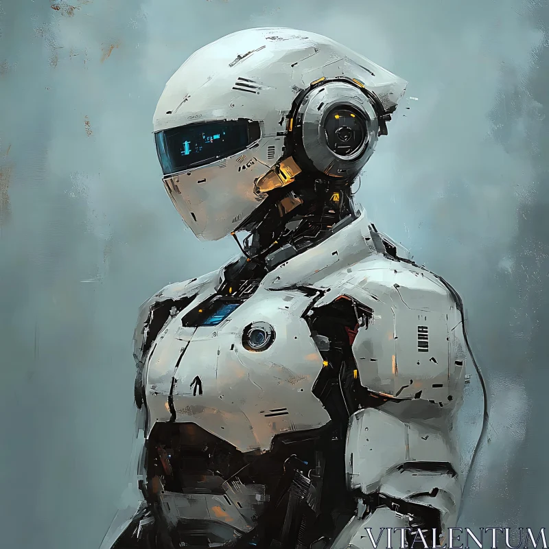 Sophisticated White Cyborg in Abstract Setting AI Image