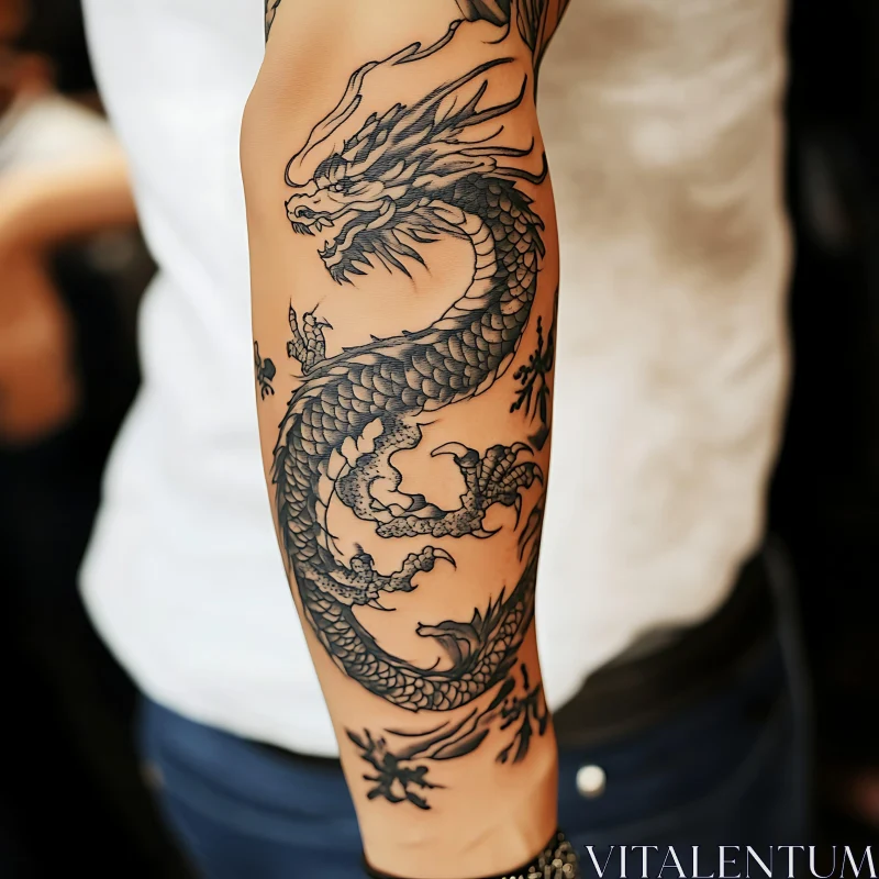 Detailed Dragon Tattoo Art AI Image