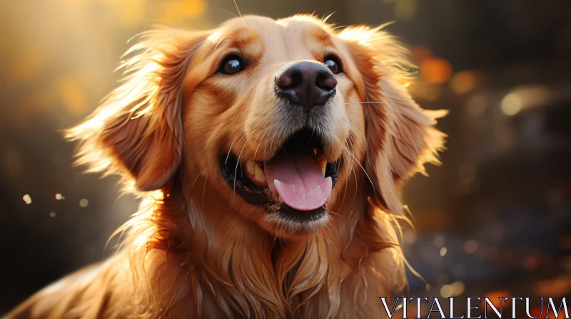 Joyful Golden Retriever Dog in Close-Up | Smilecore & Solarization Effect AI Image