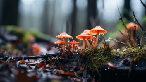 Mystical Orange Mushrooms in Fairycore Forest