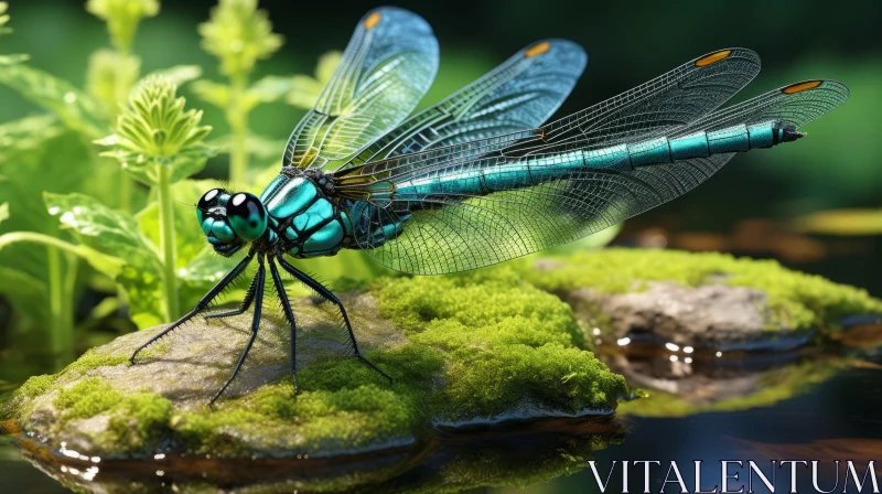 AI ART Realistic Render of Dragonfly Amidst Greenery