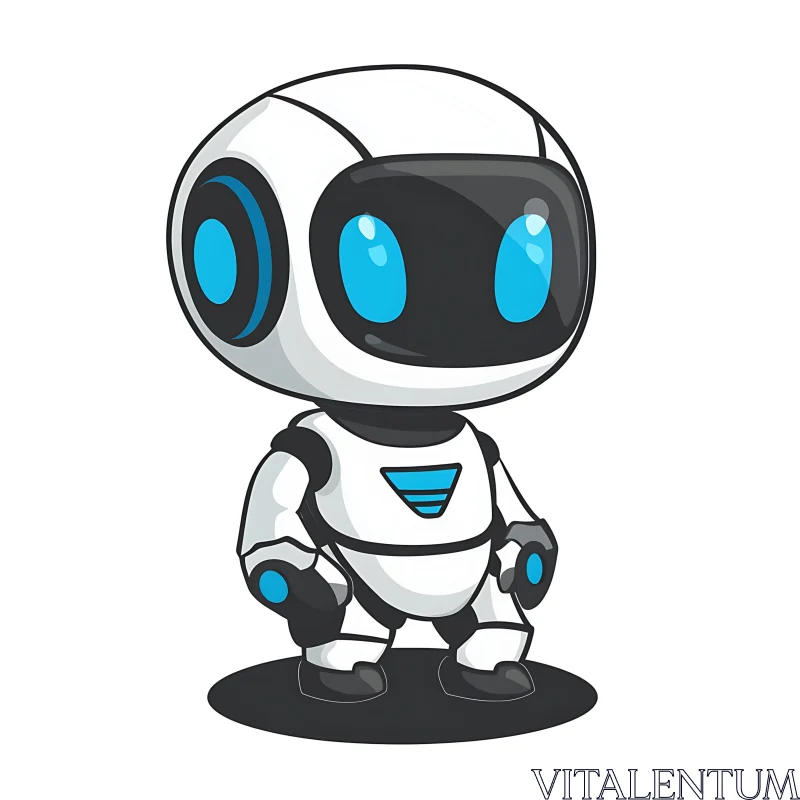 Illustration of a Cute Cartoon Robot AI Image