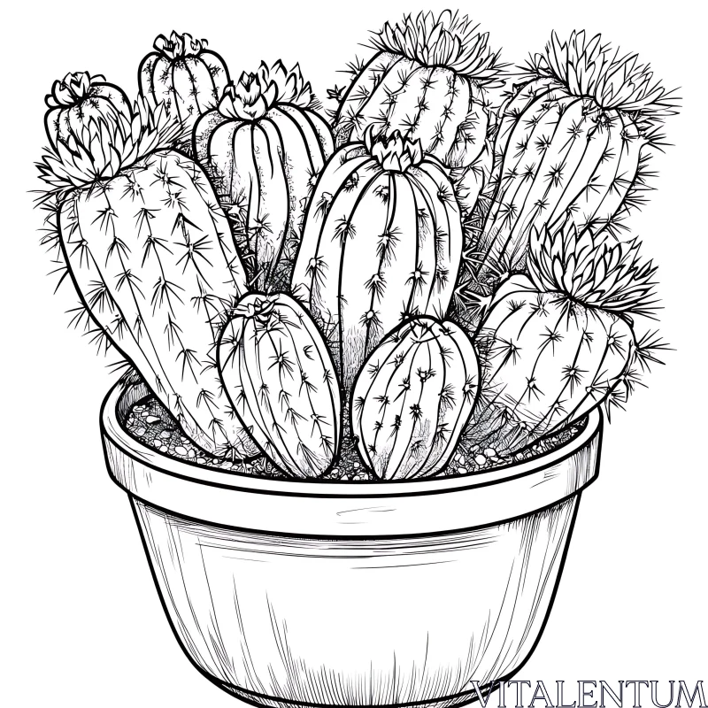 Cactus Sketch Art AI Image