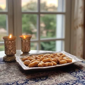 Vintage Dessert and Candle Arrangement