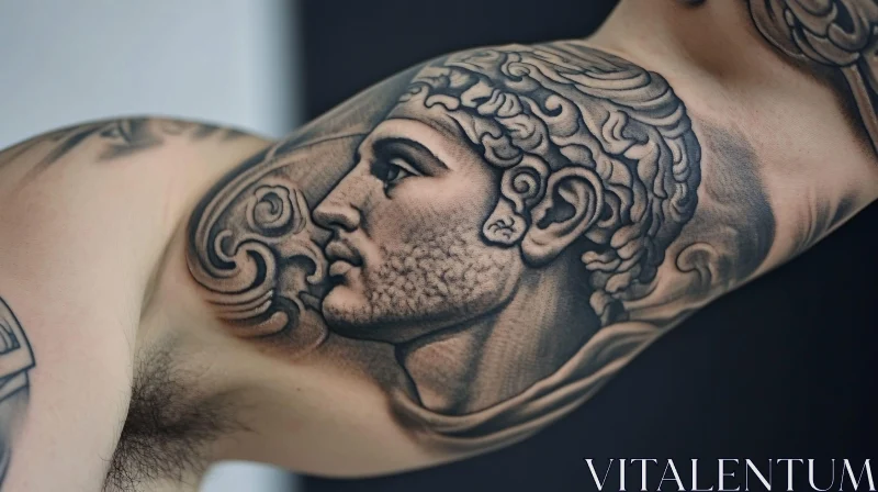 Intricate Greek Portrait Tattoo Art AI Image