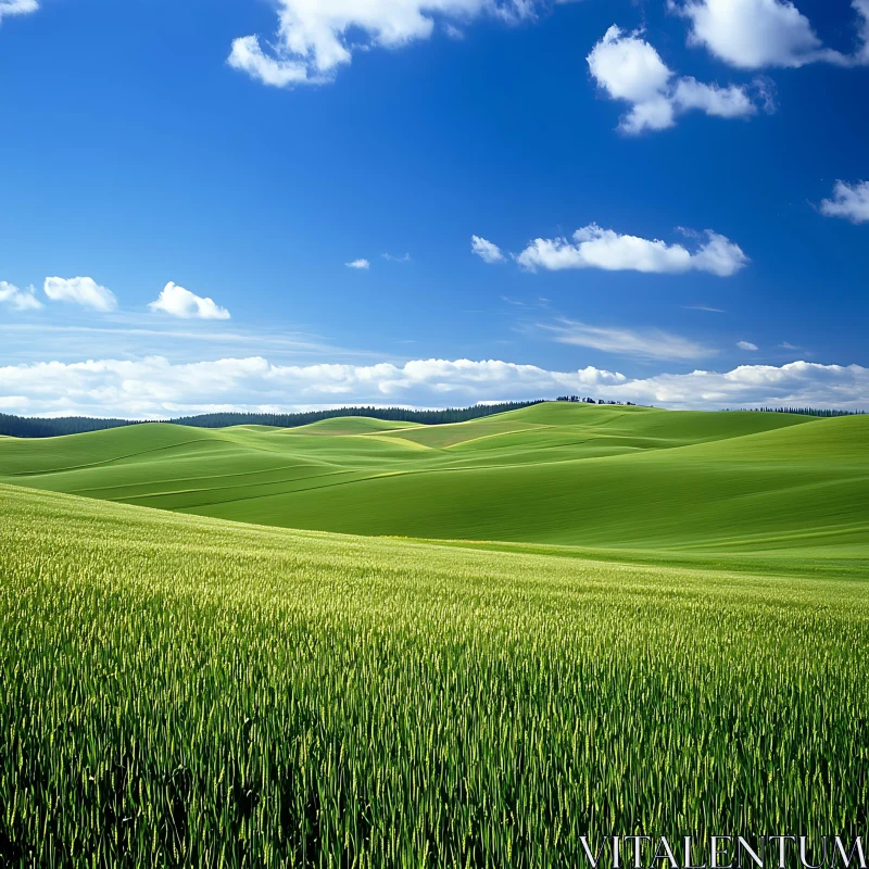 AI ART Lush Field Landscape with Cloudscape