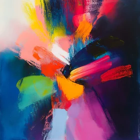 Energetic Abstract Painting with Vibrant Colors
