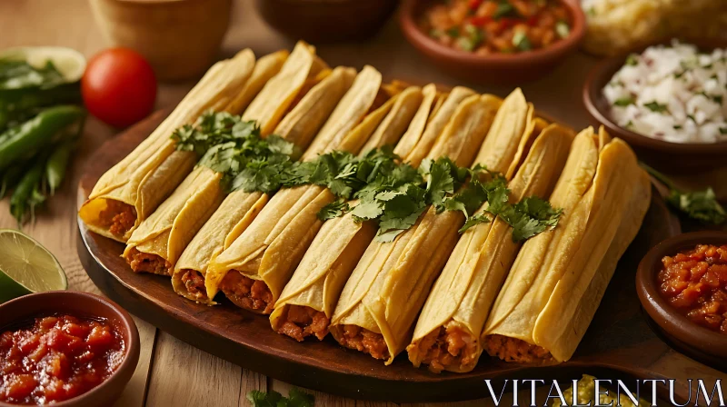 Mexican Tamales Garnished with Cilantro AI Image