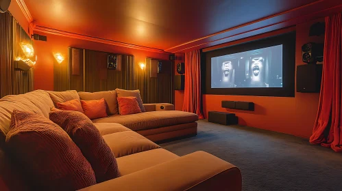 Cozy Home Theater Setup with Couch