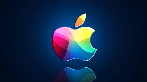 Colorful Apple Logo with Reflection