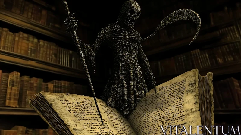 AI ART Skeletal Guardian of Forbidden Knowledge