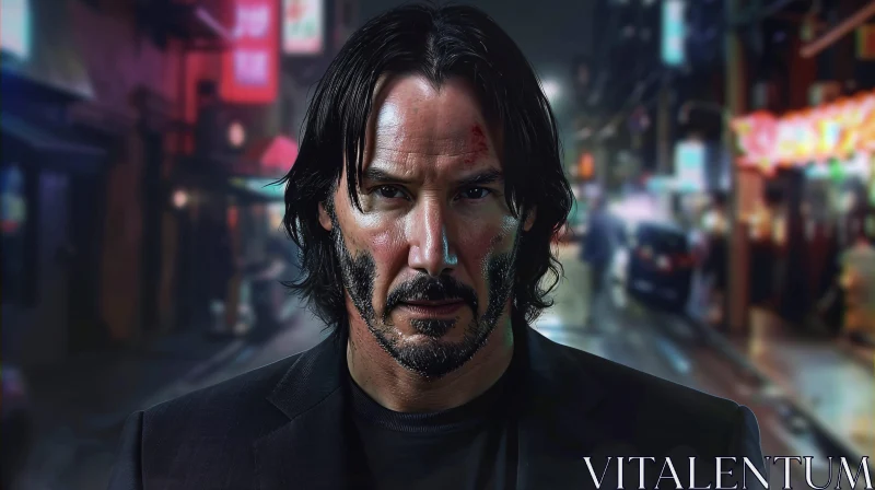 AI ART Keanu Reeves: Urban Night Intensity